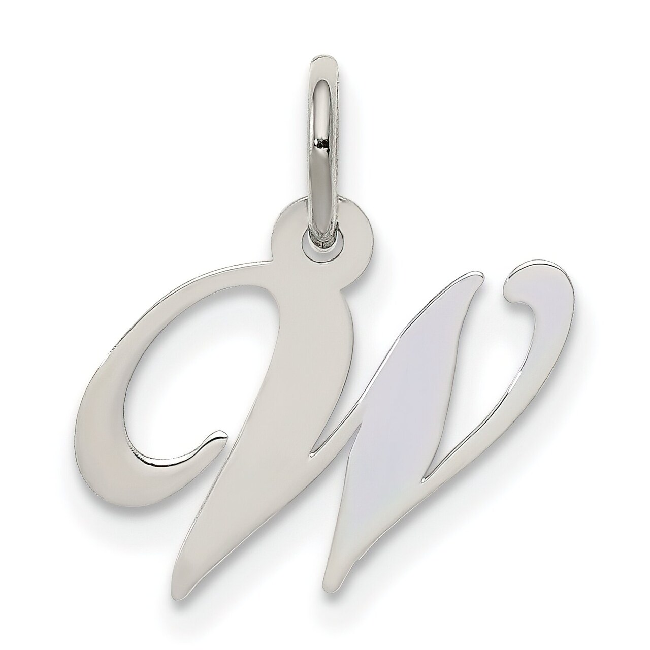 Sterling Silver Small Script Initial Letter W Charm Jewerly 16mm x 10mm
